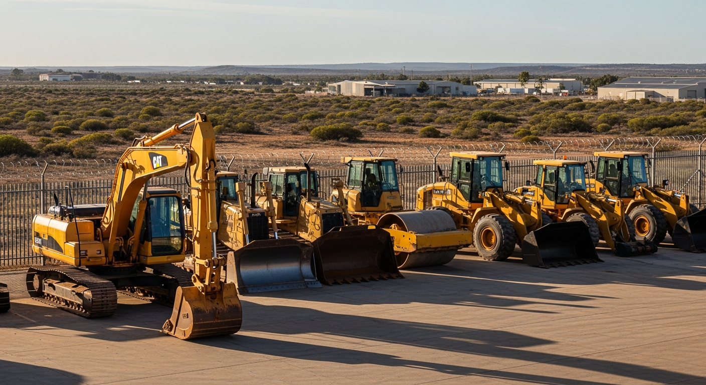 Utility and equipment trailers stored in an outdoor Sydney yard